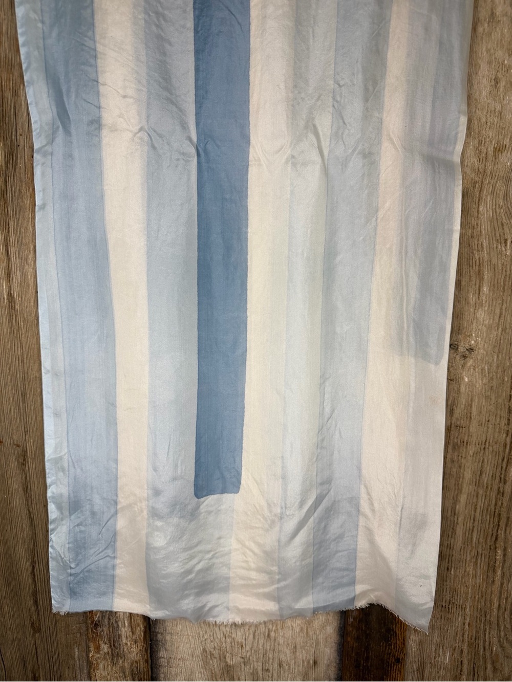 VTG Dior Silk Oblong Scarf Abstract Block Stripe Ice Blue Cream Minimalist - Picture 10 of 16
